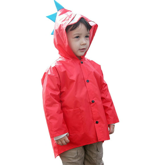 Winsummer Toddler Boys Girls Raincoat Waterproof Fleece Hooded Jacket Dinosaur Coat+Pants Suit Rainwear Outwear Hooded 